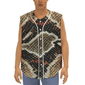 Brown And Black Snakeskin Print Sleeveless Baseball Jersey