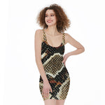 Brown And Black Snakeskin Print Sleeveless Bodycon Dress