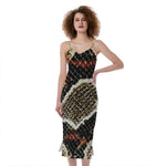 Brown And Black Snakeskin Print Slim Fit Midi Cami Dress