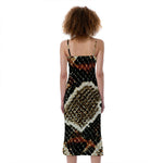 Brown And Black Snakeskin Print Slim Fit Midi Cami Dress