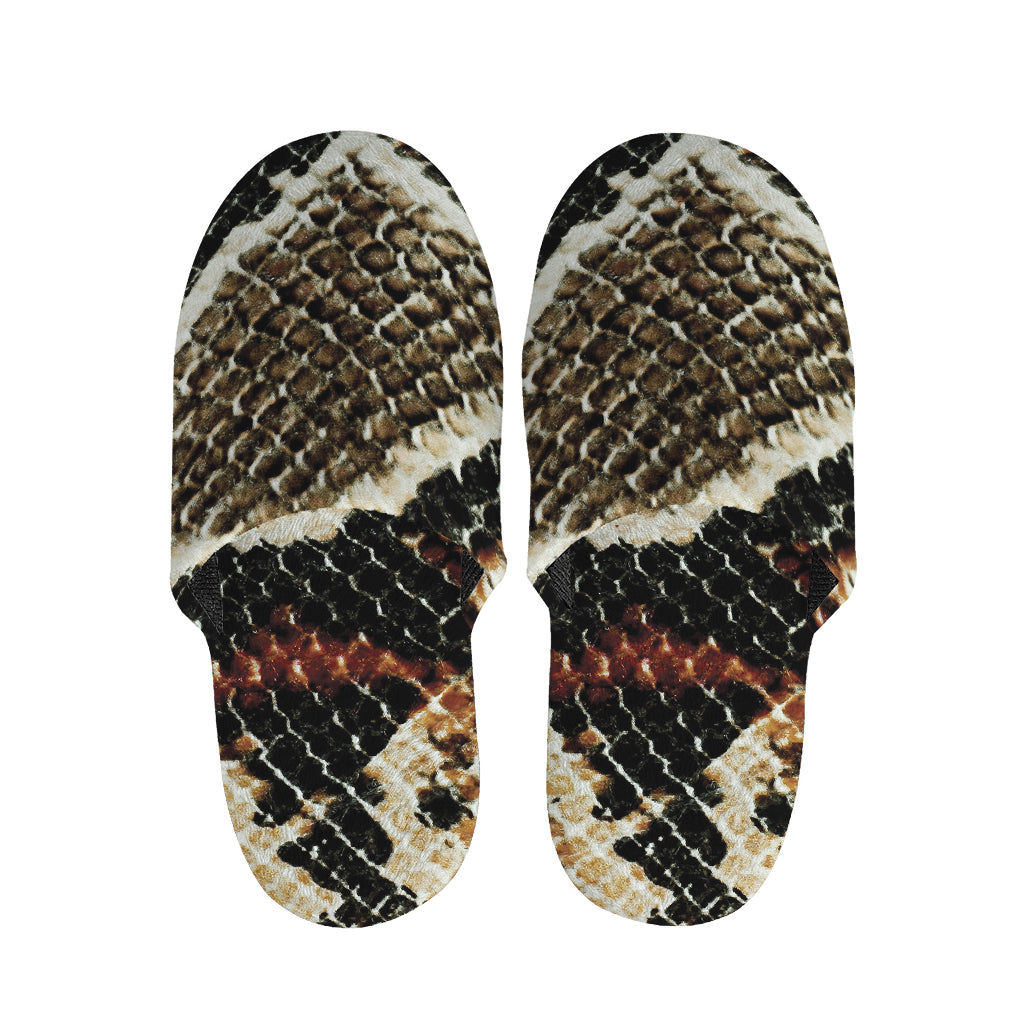 Brown And Black Snakeskin Print Slippers