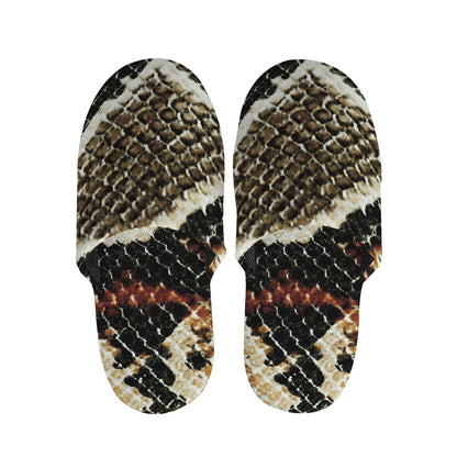 Brown And Black Snakeskin Print Slippers