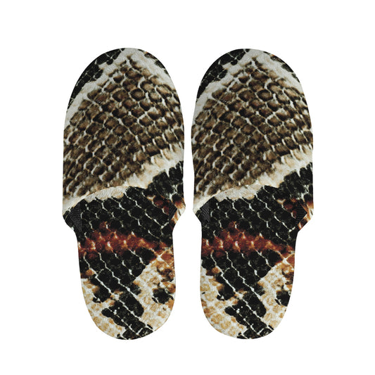 Brown And Black Snakeskin Print Slippers