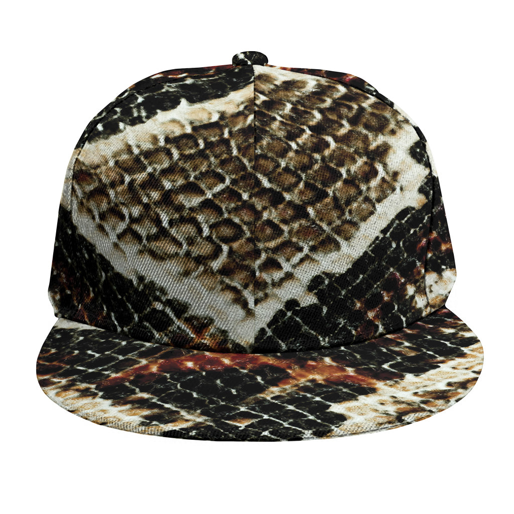 Brown And Black Snakeskin Print Snapback Cap