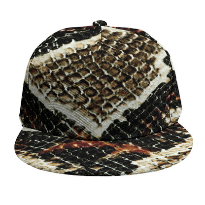 Brown And Black Snakeskin Print Snapback Cap