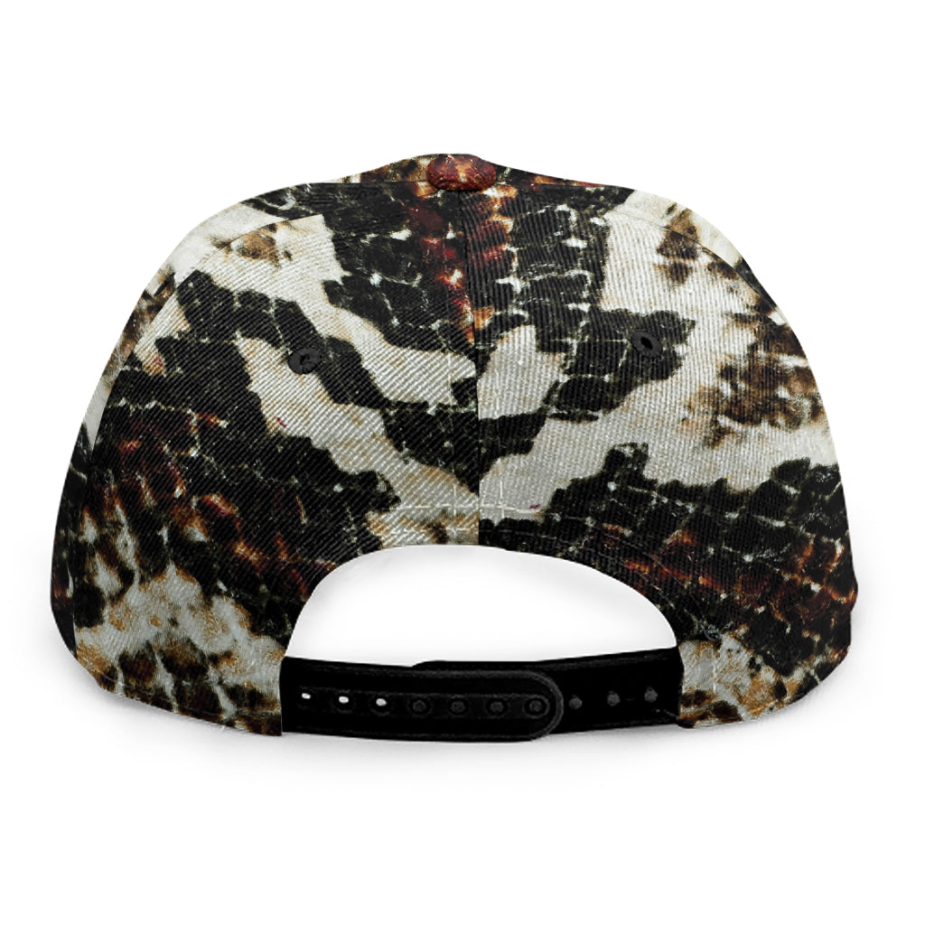Brown And Black Snakeskin Print Snapback Cap
