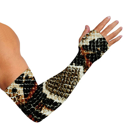 Brown And Black Snakeskin Print Sun Protection Arm Sleeves
