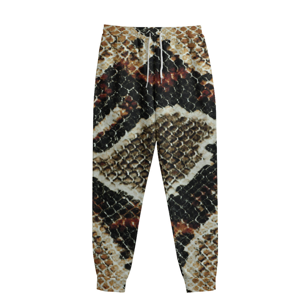 Brown And Black Snakeskin Print Sweatpants