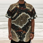 Brown And Black Snakeskin Print Textured Short Sleeve Shirt