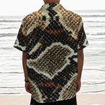 Brown And Black Snakeskin Print Textured Short Sleeve Shirt