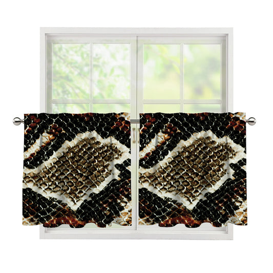 Brown And Black Snakeskin Print Tier Curtains