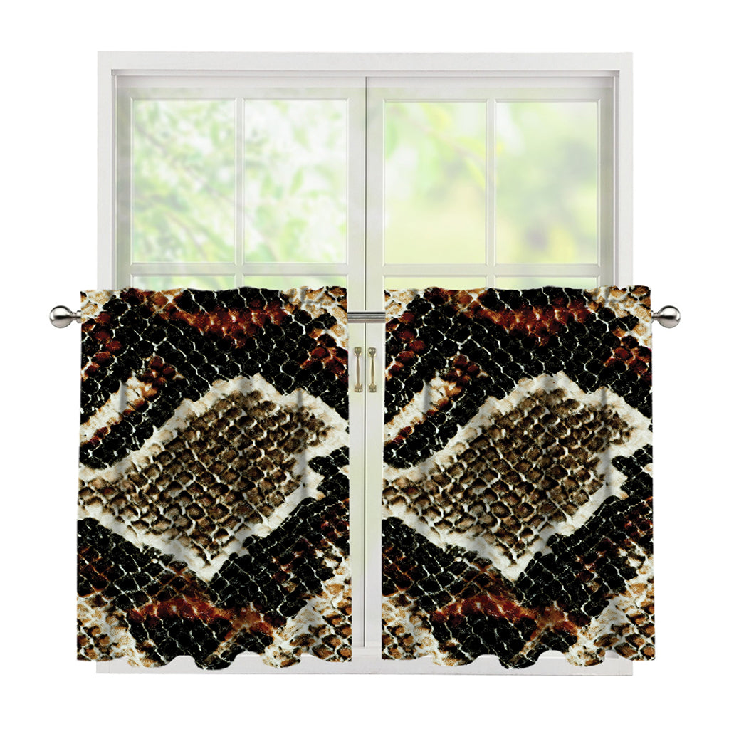 Brown And Black Snakeskin Print Tier Curtains