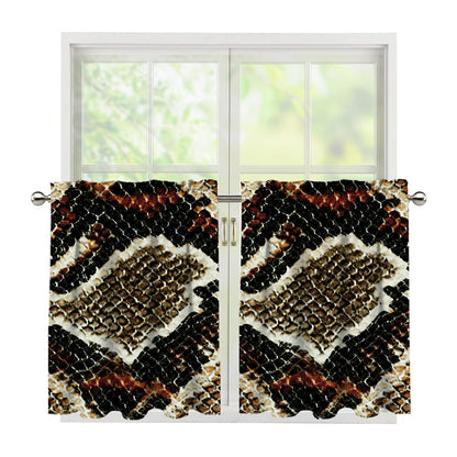 Brown And Black Snakeskin Print Tier Curtains