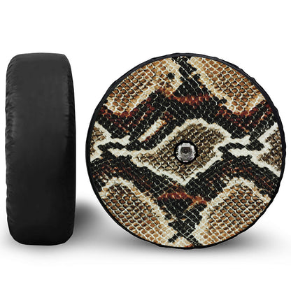 Brown And Black Snakeskin Print Tire Cover With Camera Hole