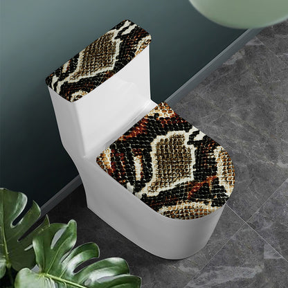 Brown And Black Snakeskin Print Toilet Lid And Tank Cover Set