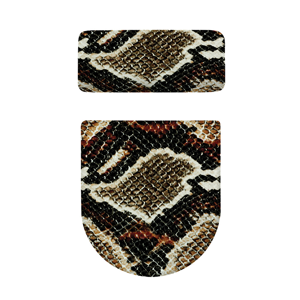 Brown And Black Snakeskin Print Toilet Lid And Tank Cover Set
