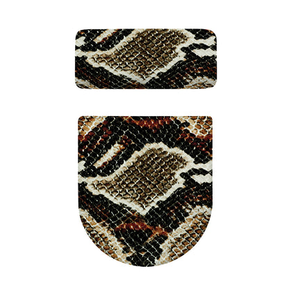 Brown And Black Snakeskin Print Toilet Lid And Tank Cover Set