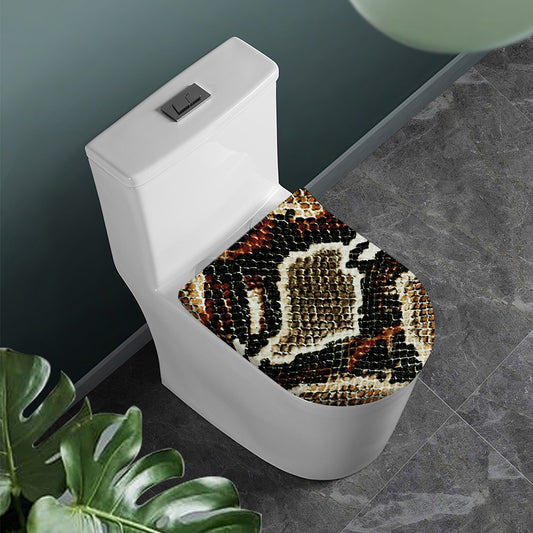 Brown And Black Snakeskin Print Toilet Lid Cover