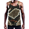 Brown And Black Snakeskin Print Men's Workout Tank Top