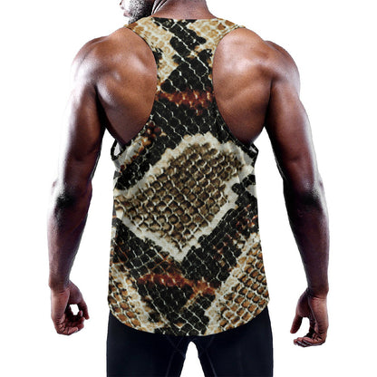 Brown And Black Snakeskin Print Training Tank Top