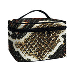 Brown And Black Snakeskin Print Travel Makeup Bag
