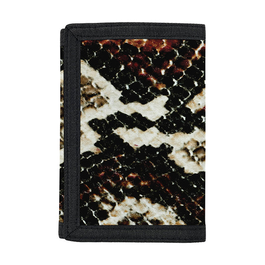 Brown And Black Snakeskin Print Trifold Wallet