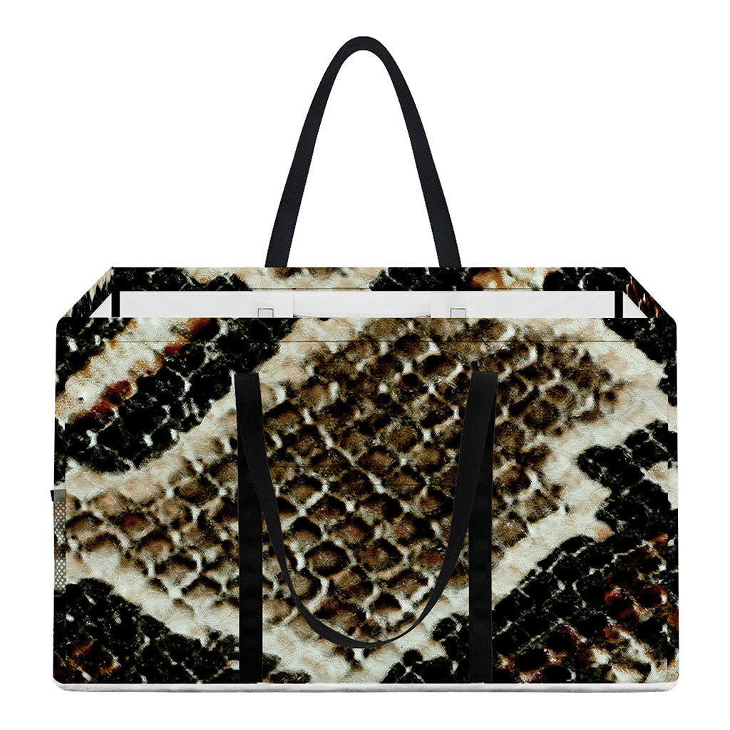Brown And Black Snakeskin Print Utility Tote Bag