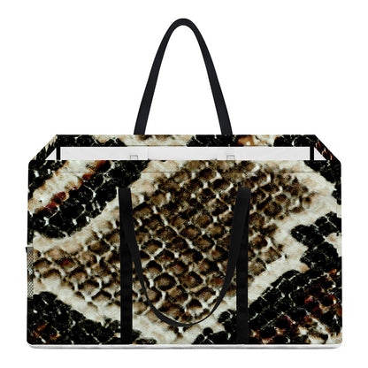 Brown And Black Snakeskin Print Utility Tote Bag