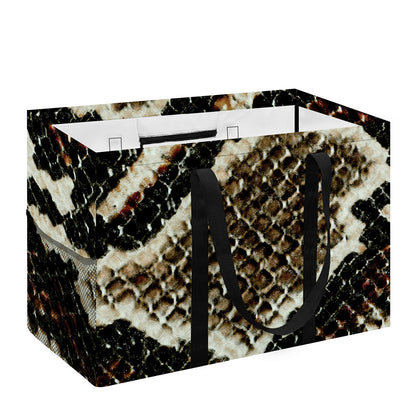 Brown And Black Snakeskin Print Utility Tote Bag