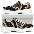 Brown And Black Snakeskin Print White Chunky Shoes