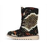 Brown And Black Snakeskin Print Winter Boots