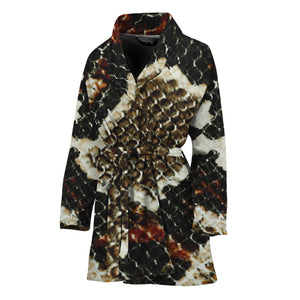 Brown And Black Snakeskin Print Women's Bathrobe