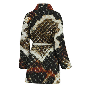 Brown And Black Snakeskin Print Women's Bathrobe