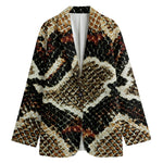 Brown And Black Snakeskin Print Women's Blazer