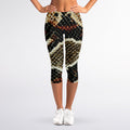 Brown And Black Snakeskin Print Women's Capri Leggings