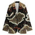 Brown And Black Snakeskin Print Women's Cotton Blazer