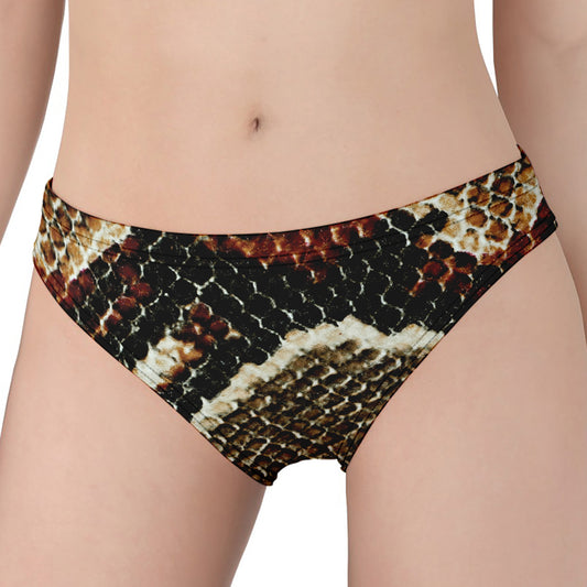 Brown And Black Snakeskin Print Women's Panties