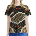 Brown And Black Snakeskin Print Women's Polo Shirt