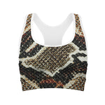 Brown And Black Snakeskin Print Women's Sports Bra