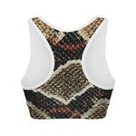 Brown And Black Snakeskin Print Women's Sports Bra