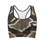Brown And Black Snakeskin Print Women's Sports Bra