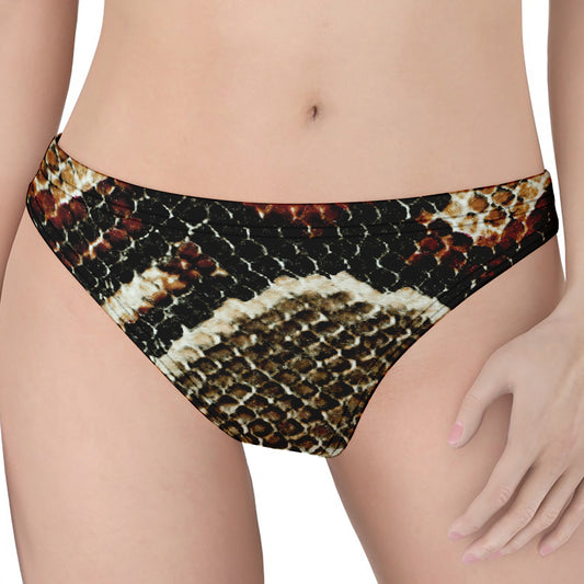 Brown And Black Snakeskin Print Women's Thong