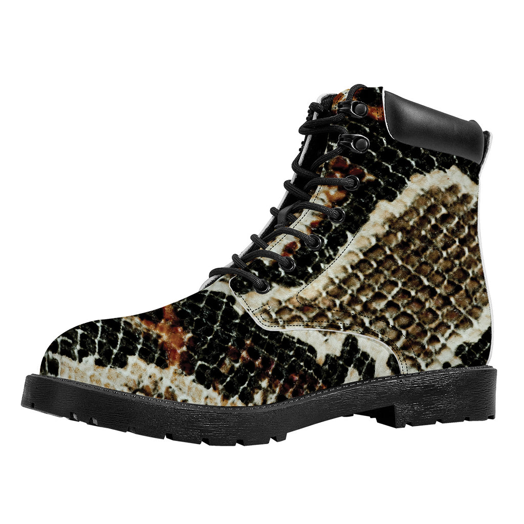 Brown And Black Snakeskin Print Work Boots