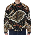 Brown And Black Snakeskin Print Zip Sleeve Bomber Jacket