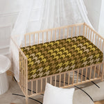 Brown And Tan Houndstooth Pattern Print Baby Crib Sheet