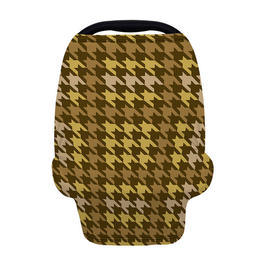 Brown And Tan Houndstooth Pattern Print Baby Seat Cover