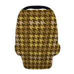 Brown And Tan Houndstooth Pattern Print Baby Seat Cover