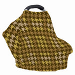 Brown And Tan Houndstooth Pattern Print Baby Seat Cover