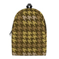 Brown And Tan Houndstooth Pattern Print School Backpack