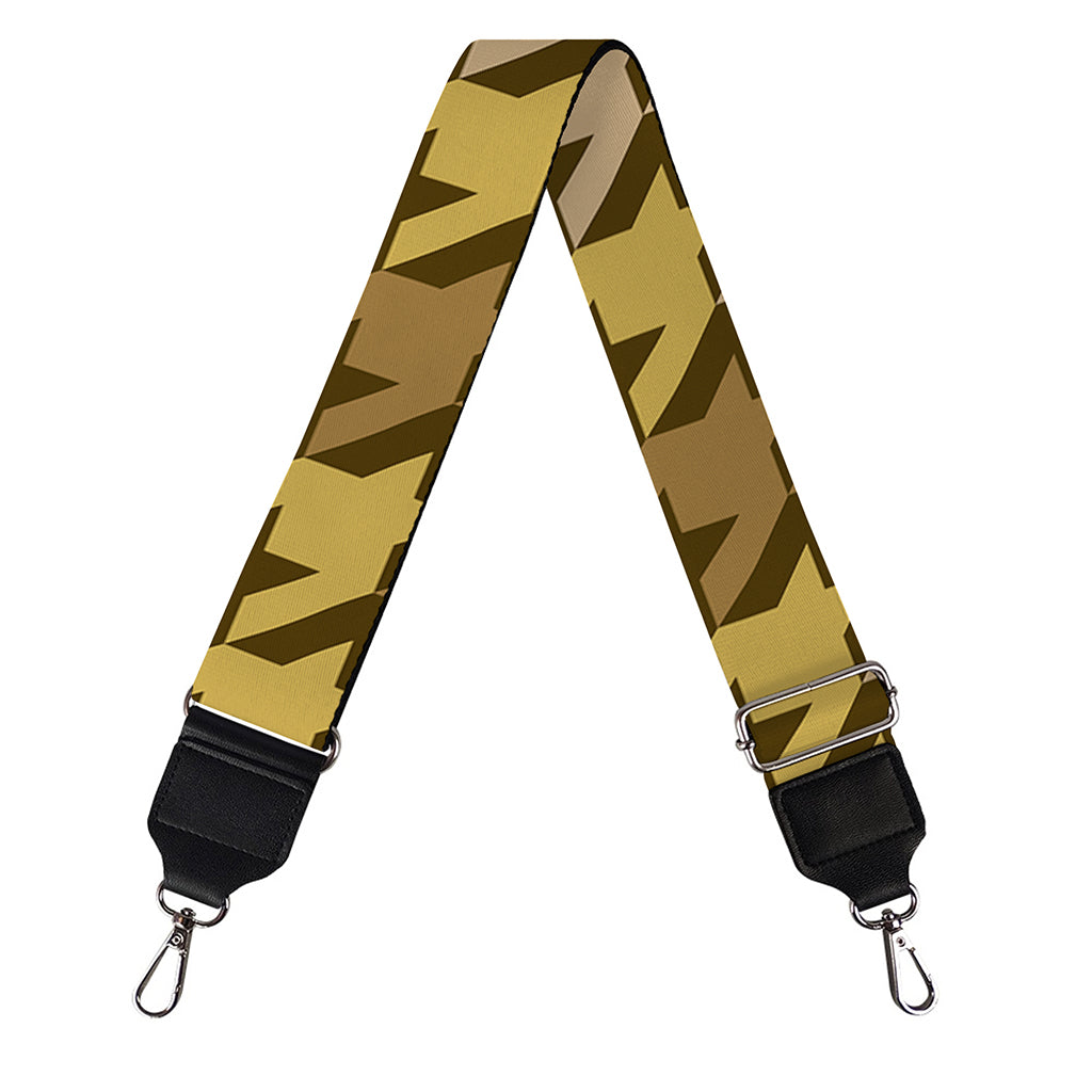 Brown And Tan Houndstooth Pattern Print Bag Strap